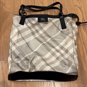 Burberry Beige and Black Plaid Tote
